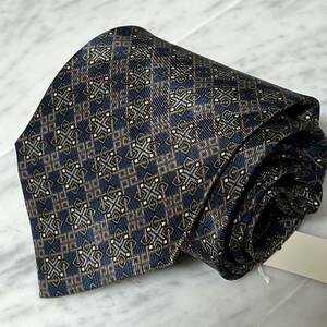 [ не использовался ] 699 иен ~ MARIO VALENTINO галстук темно-синий голубой в клетку (B2)