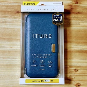 エレコム iPhone 14・13 手帳型ケース ソフトレザーカバー TPU カードポケット付き マグネット 磁石 ラウンド形状フラップ ネイビー 814の画像9
