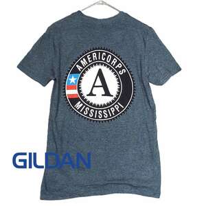 【アメリカ古着】GILDAN ギルダン　Volunteer Mississippi AMERICORPS クルーネック 半袖シャツ USメンズ：Sサイズ グレー カラーTシャツ