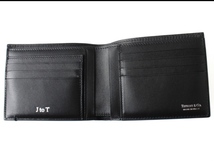  新品未使用 TIFFANY＆Co レザー 二つ折り財布 ブラック 黒 箱付き ネーム有 イタリア製 札入（定価　89,300円）_画像8