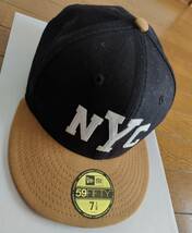 ★★ ニューエラ 59FIFTY ベースボールキャップ 7 1/8 ブラック × ブラウン new era ★★_画像1