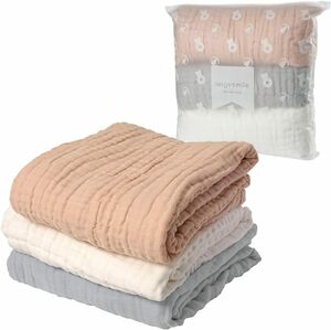  Zip bag entering ] Anne ju Smile baby bath towel towel Eve ru gauze packet 3 pieces set cotton 100% speed .6 -ply gauze 