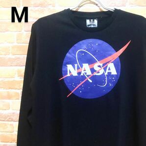 【新品】NASA ナサ ロンT 長袖 Tシャツ M ブラック ロゴ サークル