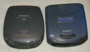 ジャンク2台：Sony CD DISCMAN ソニー ウォークマン、Panasonic CD Player