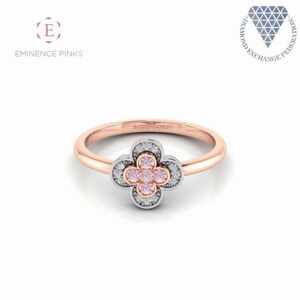 アーガイル産 天然 ピンク ダイヤモンド エミネンス ピンク クローバー リング 合計 0.08 ct K18 18金 指輪 EMINENCE PINKS