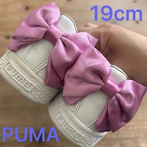 女の子　PUMA プーマ　リボン　エナメル　スニーカー　19cm