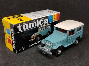 [ Tomica 2 black box era made in Japan ] Toyota Land Cruiser light blue / white roof roof after part leaf form B body that time thing box reprint 