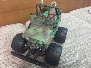 TAMIYA 1/10　ワイルドウイリー2 ボディ 完成 人形付 WILD WILLY 2 タミヤ RC WR-02　迷彩塗装　汚し処理済