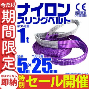 【数量限定セール】スリングベルト 5m 耐荷重1t 幅25mm 玉掛け 吊りベルト ナイロンスリング ロープ 運搬用 吊具 ラッシング クレーン