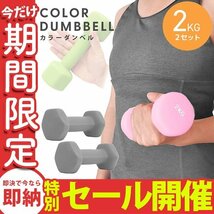 【数量限定セール】ダンベル 2kg 2個セット カラーダンベル 鉄アレイ ウエイトトレーニング ダイエット 筋トレ ダイエット グレー_画像1