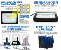 【即決1円】LED ライト 投光器 人感センサー付 薄型 10W 昼光色 6500K 広角 駐車場照明 100W相当 AC100V対応 照明 ライト 3mコード付_画像4