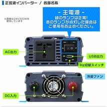 【数量限定セール】正弦波 電源インバーター DC12V → AC100V 300w 車載コンセント USBポート 3Pプラグ対応 50/60Hz切替 カーインバーター_画像8