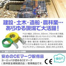 【数量限定セール】スリングベルト 1m 耐荷重800kg 幅25mm 10本セット 玉掛け 吊りベルト ナイロンスリング 運搬用 ラッシング クレーン_画像3