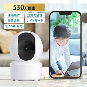 防犯カメラ ペットカメラ 夜間OK 屋内 見守りカメラ スマホ対応 wifi ワイヤレス 自動追跡 遠隔操作 録画可能 高画質 防犯対策 5GHz対応 白