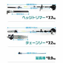 1台4役 多機能 草刈り機 エンジン式 52cc ヘッジトリマー チェーンソー 剪定 高枝切り 高枝バリカン 軽量 ナイロンカッター 金属刃_画像9