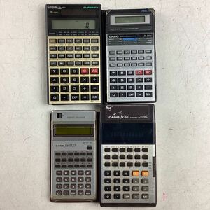 k5330 CASIO scientific calculator summarize 4 point set that time thing fx-140 fx-350D fx-690v fx-3100 Casio Showa Retro that time thing calculator operation not yet verification Junk 