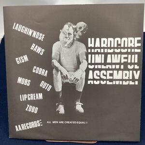 k5416 V.A HARD CORE UNLAWFUL ASSEMBLY hard core un- law compilation . record LP LAUGHIN' NOSEla fins * nose GISMgizm punk 
