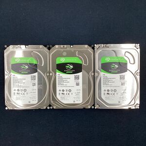 y5417 Seagate BarraCuda ST4000DM004 005 3.5インチ 4TB SATA HDD 3点まとめ売り 使用時間不明 ハードディスク 内蔵型 動作確認済 中古