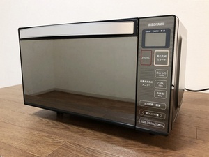 IRIS OHYAMA電子レンジIMB-FM18-5ミラーガラス調ブラック18L /50Hz（東日本専用）フラットテーブル　除菌洗浄/動作確認済み