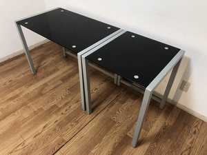  black glass tabletop computer desk 2 pcs. set stylish modern style installation free PC desk private Space work desk 