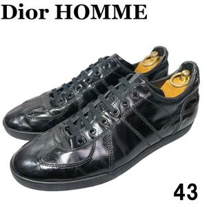 Dior HOMME ディオールオム ジャーマントレーナー スニーカー 43 27.5 黒 ブラック パテントレザー エナメル