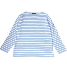 【美品◆フランス製】SAINT JAMES OUESSANT セントジェームス ウェッソン ４♀Ｍ～Ｌ ♂Ｓ ボーダー 長袖 水色 サックスブルー 白 ホワイト_画像3