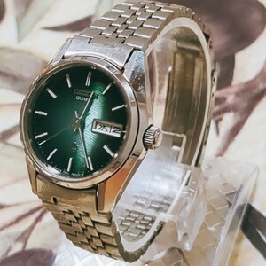 【美品】CITIZEN シチズン 腕時計 4-751710k クォーツ デイト カレンダー付 レディース グリーン 時計