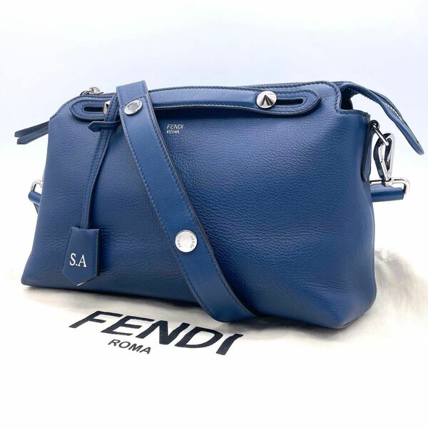 【極美品】FENDI フェンディ　バイザウェイ　ミディアム　 ショルダーバッグ 2way ハンドバッグ　レザー　青　