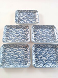  Arita . source right .. blue and white ceramics Japanese-style tableware 5 pieces set ceramics angle plate 