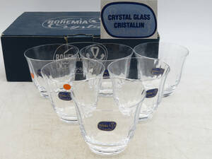 K6334 BOHEMIA Crystal ボヘミア クリスタル 茶碗 6客 食器 盃 冷酒 酒器 レトロ グラス コップ 茶道具 