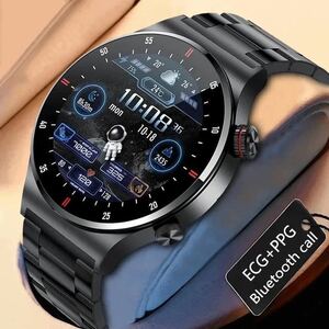 [ immediate payment ] smart watch black black stainless steel Bluetooth ECG PPG men's sport calorie health control waterproof heart . blood pressure sleeping 