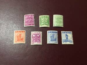 琉球切手　第１次普通切手　1949　再販　7種完