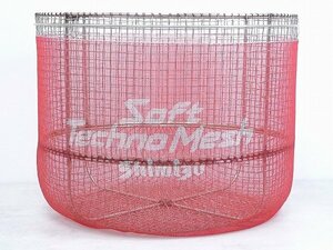 60ME7^[36] unused goods Shimizu/ some stains zSoft Techno Mesh/ soft Techno mesh approximately 38cm red color scoop net for change net *.. sweetfish fishing 