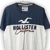 Y717★大人かっこいい★HOLLSTER ホリスター ロゴプリント 半袖Tシャツ カジュアル ゆったり Mサイズ ホワイト×ネイビー メンズ 万能_画像2