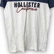 Y717★大人かっこいい★HOLLSTER ホリスター ロゴプリント 半袖Tシャツ カジュアル ゆったり Mサイズ ホワイト×ネイビー メンズ 万能_画像3