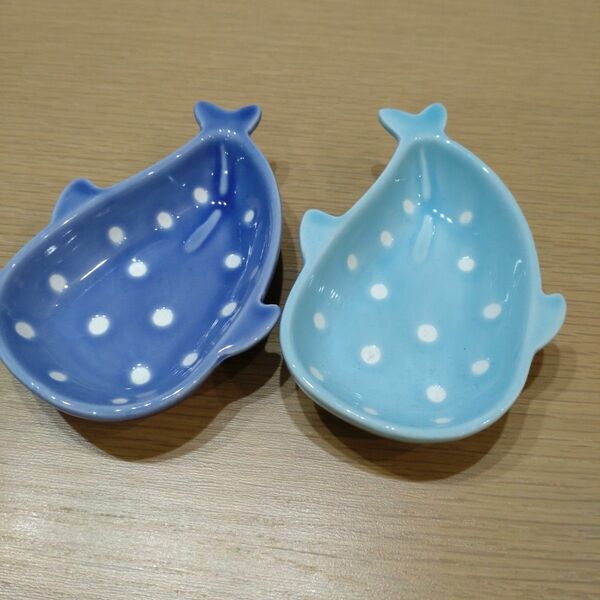 【新品】ジンベイザメ　小皿2枚　青・水色　豆皿　醤油皿　水族館　ジンベエザメ