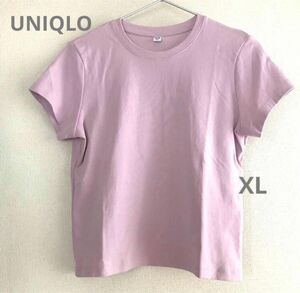 UNIQLO ユニクロ カットソー Tシャツ ミニT ピンク 半袖 クルーネック XL 無地 ※クーポン使用で¥590