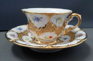 ◆食器◆マイセン Meissen★カップ＆ソーサー Bフォーム 宮廷の小花 ゴールド 1客★未使用 保管品★全文を必ずお読みください◆