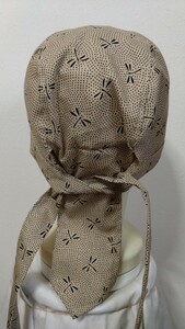 * bandana cap * hand made peace pattern ... beige 