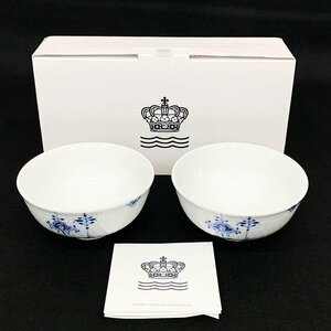 未使用品 ロイヤルコペンハーゲン ROYAL COPENHAGEN ブルーパルメッテ CHINESE ライスボール 2個セット 食器 陶器 箱 栞付き [M11612]