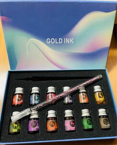 クリスタルガラスペン インク12色付き 万年筆 インクペン ガラスペン　筆記用具　