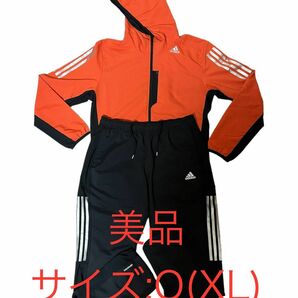 adidas アディダス　ジャージ　上下　セット　オレンジ　ウエア　XL 黒 パンツ セットアップ ブラック トレーニング