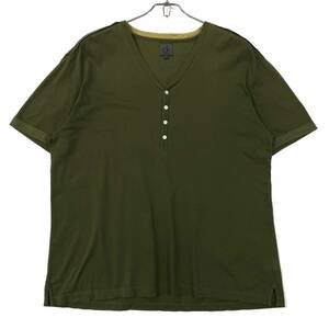 Calvin Klein(カルバンクライン)半袖Tシャツ ハーフボタン Vネック メンズ4L カーキ系