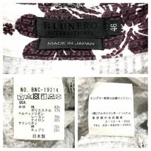 BLUNERO(ブルネロ)半袖ポロシャツ ハイビスカス柄 メンズ46 ホワイト/濃パープル系_画像2
