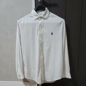 ラルフローレン Ralph Lauren ニット長袖シャツ 白 ホワイト 長袖シャツ 長袖 ストレッチ サイズM KNIT DRESS SHIRT