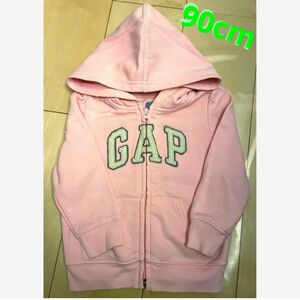 パーカー　ベビー　90cm トレーナー　無地　GAP ピンク　子供服 女の子 ジップアップ ロゴパーカー　ギャップ