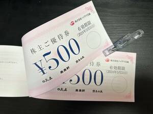 ハイデイ日高 株主優待 株主ご優待券 1,000円分（500円×2枚) 有効期限:2024年5月31日まで 日高屋 来来軒 焼鳥日高