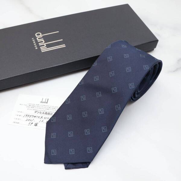 ダンヒル dunhill ネクタイ DU19FPTW1XR410 ADロゴ シルク ネイビー