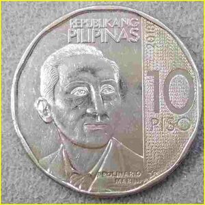 【フィリピン 10ペソ 硬貨/2018年】 10 PISO/アポリナリオ・マビニ/現行硬貨/コイン