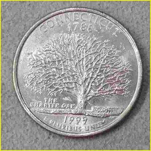 【アメリカ 50州25セント硬貨《コネチカット州》/1999年】クォーターダラーコイン/50州25セント硬貨プログラム/The 50 State Quarters Prog